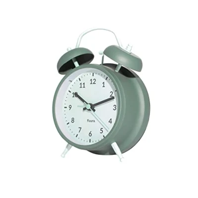Image de Fisura Réveil Matin Vert. Reveil Analogique de Voyage Lumineux Silencieux sans Tic Tac. avec veilleuse à LED. Cadran 9 centimètres.11,7x5,5x16. Métal