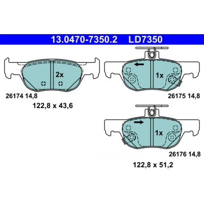 Image de ATE 13.0470 7350.2 Jeu de plaquettes frein avec indicateur d&#039;usure MAZDA: CX 30, 3 3/5 portes