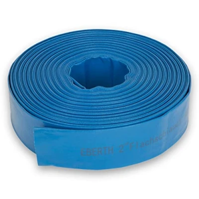 Image de EBERTH 2&quot; Tuyau d&#039;arrosage Plat pour Pompe, Longueur 40m, 2 Pouce, Diamètre 52mm, Flexible, PVC Résistant, Industriel, d&#039;eau l&#039;irrigation, Couleur Bleue