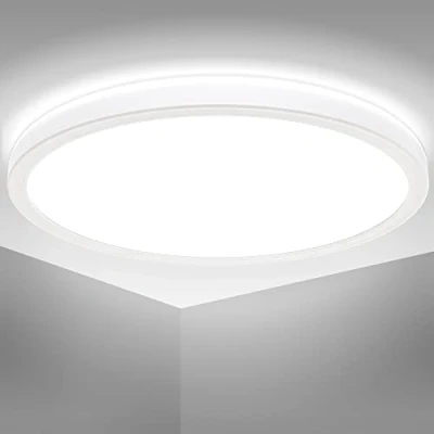 Image de B.K.Licht I Plafonnier LED ultra plat de salle bain lumière indirecte Couleur Blanc neutre 18 Watt 29 cm