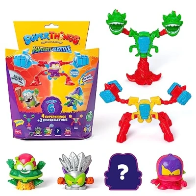 Image de SuperThings Série Mutant Battle Pack de 6 Comprend 4 (1 Capitaine Argenté) et 2 Exoskeletons