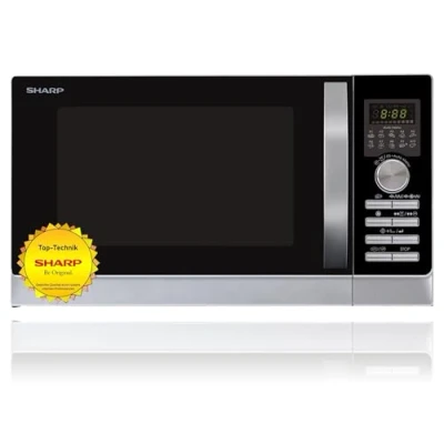 Image de Sharp R843INW 3 in 1 Micro Ondes à Air Chaud, Grill et Convection/ 25 L/ 800 W/ 1000 W Grill/ 2500 10 Programmes Automatiques/Programme Pizza / Argent