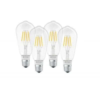 Image de LEDVANCE Lampe SMART LED avec Bluetooth, E27, dimmable, blanc chaud (2700K), contrôlable Alexa, Google et Apple, + BT, pack de 4