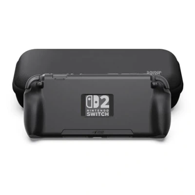 Image de Savage Raven by Skull &amp; Co. StandGrip Bundle for Nintendo Switch 2: Protective Case with Textured Grips Full Protection, Shock Absorption Non Slip and Anti Scratch Cover (with Carrying Case) Black