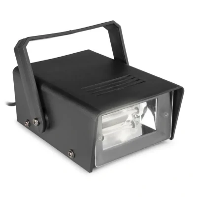 Image de Beamz BMS50 Mini Stroboscope 25W, Jeu de Lumières, Flash Lumineux, Plafond/Mur, Livré avec Étrier, Taux Réglable, Idéale pour Animer vos Fêtes d&#039;Anniversaire ou Soirées