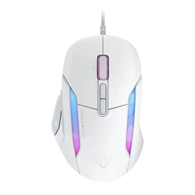 Image de Turtle Beach Kone II Souris Gaming RGB Ergonomique Filaire, Capteur Optique 26000 DPI, Interrupteurs Optiques 100 M de Clics, 23 Entrées Personnalisables, Molette 4D, Patins en PTFE Pur Blanc