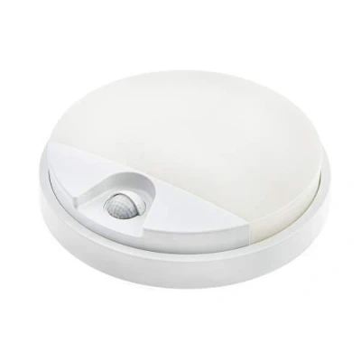 Image de HUBER Applique murale LED avec détecteur de mouvement 140 10 W, 957 lm I IP54 Lampe d&#039;extérieur protégée intérieure ronde blanche