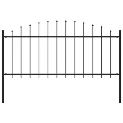 Image de vidaXL Clôture de jardin à dessus en lance Acier (0,5 0,75)x1,7 m Noir