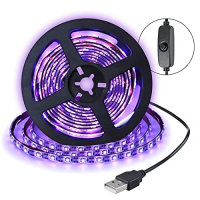 Image de lumière noire LED Light Band 2m 2835 120led UV stick alimentation, via USB, 395nm effet éclairage de scène pour Noël Halloween partie carnaval discothèque