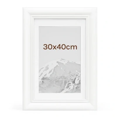 Image de WOLTU Cadre Photo 30x40 cmCadre en Bois Massif avec Passe Partout, Suspendre Horizontalement ou Verticalement, Décoration Murale sur Table, Blanc