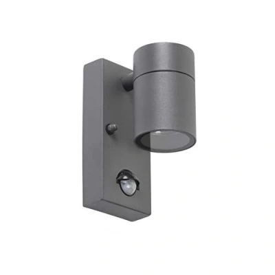 Image de Qazqa solo Eclairage exterieur avec detecteur de mouvement 1 lumière H 150 mm Gris foncé Moderne éclairage extérieur