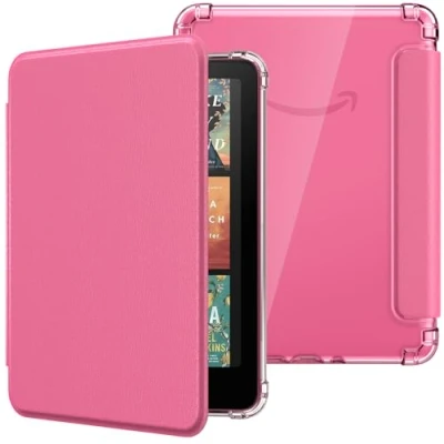 Image de MoKo Coque pour 7&quot; Kindle Paperwhite 12 Gén Modèle 2024 et Colorsoft Signature Edition 2024, Étui de Protection Ultra Clair en TPU Souple Transparent avec Auto Réveil/Sommeil, Magenta