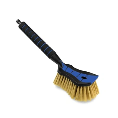 Image de ToM PaR Brosse de Lavage I à Eau avec raccord d&#039;eau Ouverture Rapide du Robinet Poils Doux, Fins et délicats Poignée Confortable Voiture Jardin Longueur: 44 cm Bleu