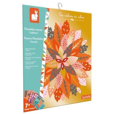 Image de Janod Les Ateliers du Calme 3 Mandalas Nature Tableaux à Composer Façon Mandala Kit Loisir Créatif Enfant Apprentissage Motricité Fine et Concentration Dès 7 ans J07755