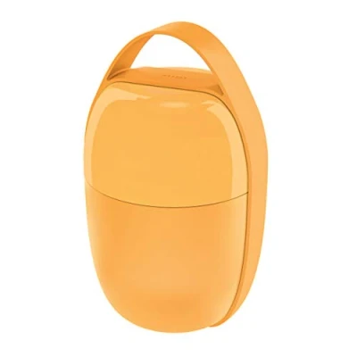 Image de Alessi, Food à porter SA03 Y, Lunch pot deux compartiments en résine thermoplastique avec élément réfrigerant, jaune.