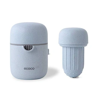 Image de Meiyijia Cuisine Manuel Centrifugeuse Fruit Citron Vert Orange Squeezer, sans BPA Passe au Lave Vaisselle, Presse Fruits avec Récipient mécanisme de Filtre Anti Goutte (Bleu)