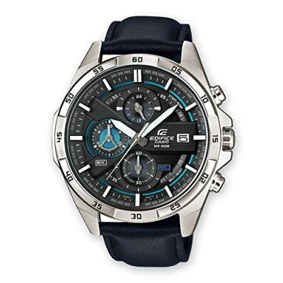 Image de Casio Edifice Homme Chronographe Quartz Montre avec Bracelet en Cuir Véritable EFR 556L 1AVUEF