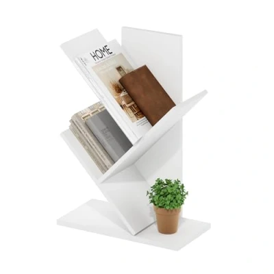 Image de Furinno Tree Bibliothèque d&#039;arbre sur Pied à 3 Niveaux, Blanc