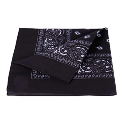 Image de PURECITY©® Bandana Original Paisley 100% Coton Foulard Qualité Supérieure/Unité/Lot de 6 / Lot 12 52cm x 52 cm/Tendance Accessoire Mode Nouvelle Collection (4# Noir)