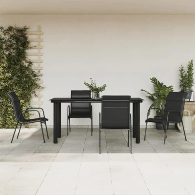 Image de vidaXL Ensemble à Manger de Jardin 5 pcs Noir textilène et Acier