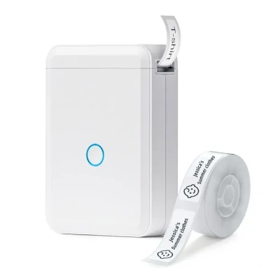 Image de Niimbot D110 Etiqueteuse Portable Bluetooth sans Encre pour particuliers et Professionnels 1 Rouleau d&#039;étiquettes Blanches Inclus Impression instantanée (Blanc)