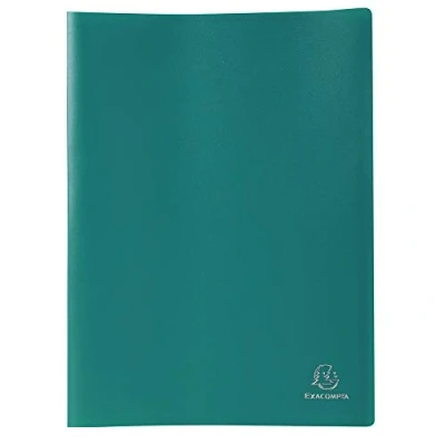 Image de Exacompta Réf. 8553E 1 Protège documents OPAK 50 pochettes grainées antireflet 100 vues pour format A4 dimensions 24 x 32 cm couverture en polypro souple couleur vert foncé