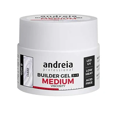 Image de Gel de Construction pour Ongles Andreia Professional Viscosité Moyenne, Parfait comme Base et Top Coat, Kit Art d&#039;Ongles LED &amp; UV, Produit Vegan Neutre en Carbone, Transparent 44gr