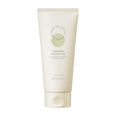 Image de Missha Creamy Latte Cleansing Foam Green Tea Mousse Nettoyante au Lait Crémeux thé Vert, Nettoyant visage moussant à l&#039;extrait de vert et lait, pour une peau propre douce.