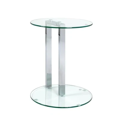Image de HAKU Möbel Table d&#039;appoint chromé, métal, Verre trempé 8 mm Dim.: H 50 cm x Ø 40 cm, Style: Modern