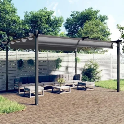 Image de vidaXL Tonnelle de jardin avec toit rétractable 4x3 m Anthracite 318538