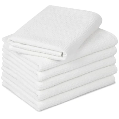 Image de ZOLLNER 6er Ensemble de Serviettes en nid d&#039;abeille 100% Coton, 50 x 70 cm, Blanc.
