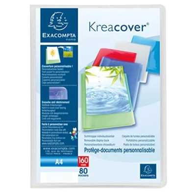 Image de Exacompta Réf. 5788E 1 Protège documents Kreacover Chromaline 80 pochettes cristal lisse 160 vues pour A4 dim 24 x 32 cm couverture en polypro semi rigide couleur incolore