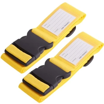 Image de OW Travel Sangle Valise Voyage: de Bagage avec Etiquette d&#039;Identification Securite: Accessoire Sangles Valise:Sangle pour Ceinture valises 2 Jaune