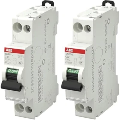 Image de Disjoncteur ABB Lot de 2 32A Courbe C Protection circuits électriques