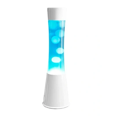Image de fisura. Lampe à lave bleue. Base blanche, liquide bleu et blanche. d&#039;ambiance originale. Avec ampoule de rechange. 11 cm x 11cm 39,5 cm.
