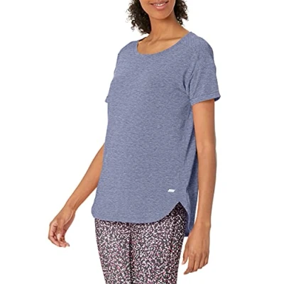 Image de Amazon Essentials T shirt Studio léger à col rond, coupe décontractée (grandes tailles disponibles) Femme, Bleu Chiné L&#039;ombre de la Nuit, M