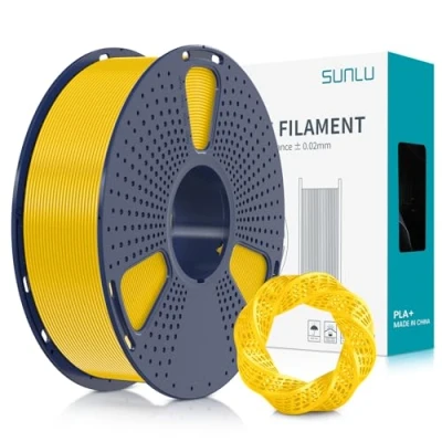 Image de SUNLU Filament PLA+ 1.75mm, PLA plus pour imprimante 3D, résistant,Neatly Wound, 1kg Précision +/ 0.02mm,Jaune pur