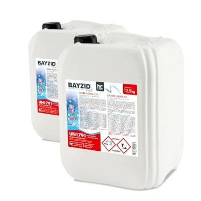 Image de Höfer Chemie 2 x 12,5 kg Chlore Liquide 48 pour Piscine avec Une teneur en Actif de 13 à 15% l&#039;entretien des piscines et la désinfection l&#039;eau Made in Germany