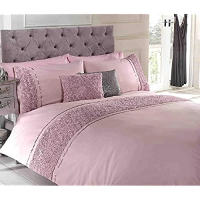 Image de Rapport Duvet Ensemble de housse couette Literie Rose et ruban surélevés Polycoton, coton polyester