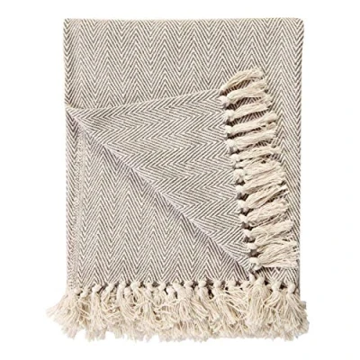 Image de 100% Coton Naturel Deux Tons Chevrons King Size 3 Places jeté pour canapé lit, lit 225 x 250 cm