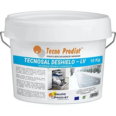 Image de TECNOSEL DÉGEL (10 Kg) sel de déneigement fondre la glace et neige en hiver, dégivrage idéal chemins, des entrées, parkings ou autoroutes, double usage, lave vaisselle, seau