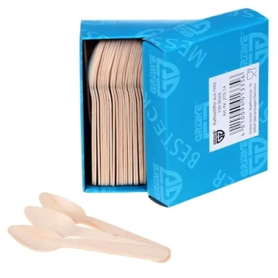 Image de GRÄWE Lot de 100 couverts jetables en bois biodégradables