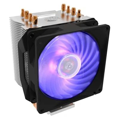 Image de Cooler Master Hyper H410R RGB Refroidisseur CPU Ventirad Low Profile, Technologie Direct Contact, 4 Caloducs en Cuivre, Radiateur Aluminium Compact, Ventilateur PWM 92mm RGB, Compatible AMD &amp; Intel