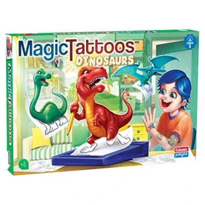 Image de Falomir Tatouages Magiques Dinosaures Jeu de société. Loisirs créatifs, 31053, Multicolore