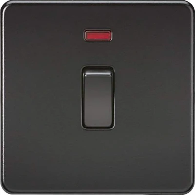 Image de Knightsbridge SF8341NMBB Interrupteur DP sans vis 20 A 1G avec néon, 230 V, noir mat
