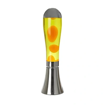 Image de Balvi Lampe Lava Magma Couleur Argent/Jaune Objet de décoration Taille XL Aluminium/Verre 45cm