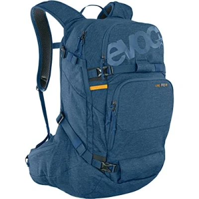 Image de EVOC LINE PRO 30 Sac à dos de randonnée (protection LITESHIELD PLUS, Boddy Hugging, support pour skis, snowboard, compartiment bouteille d&#039;eau), bleu denim