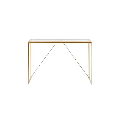 Image de Jahnke Glam Console, Bois d&#039;ingénierie Métal, Verre Transparent/doré, Taille Unique