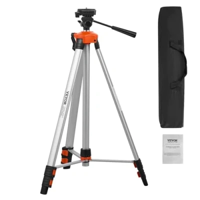 Image de VEVOR Trépied de Niveau Laser, Filetage 1/4&#039;&#039; 20, Réglable en Hauteur 695 1750 mm avec à Bull Intégré, Support Scanner Laser Léger, Pieds Rétractables, Aluminium pour Mesure Stable