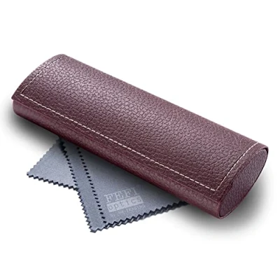 Image de FEFI Etui à lunettes classique en look cuir Hardcase y compris chiffon de nettoyage haute qualité (brun)